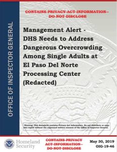 Cover of Office of the Inspector General's report of the Dangerous Overcrowding in US border detention centers